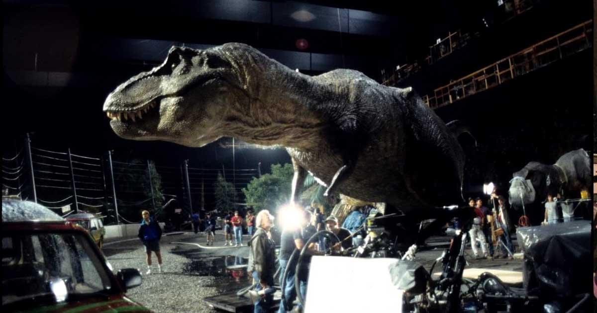 Steven Spielberg jurassic park behind the scenes detrás de cámaras animatrónicos efectos especiales rodaje dinosaurios 1993 